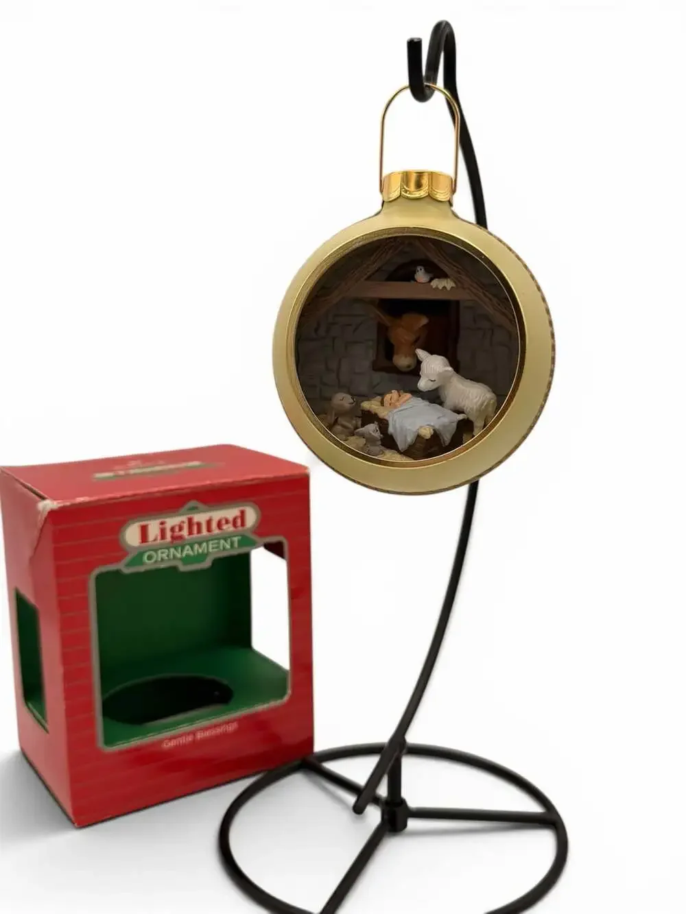 1986 Hallmark Keepsake Gentle Blessings Lighted Nativity Ornament